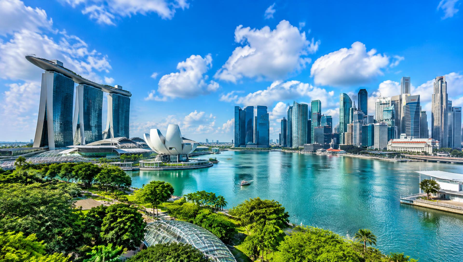 Singapore waterfront at blue hour